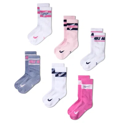 Nike Everyday Kids' Cushioned Crew Socks (6 Pairs) In Multi