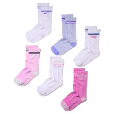 Nike Everyday Kids' Cushioned Crew Socks (6 Pairs) In Multi