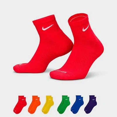 Nike Everyday Plus Cushioned 6-pack Quarter Training Socks Size Large In Red
