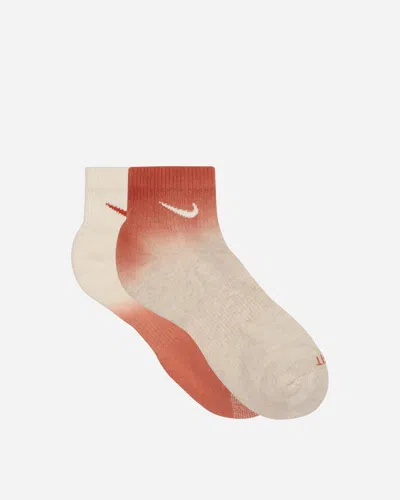 Nike Everyday Plus Cushioned Ankle Socks Red / Cream In Multicolor