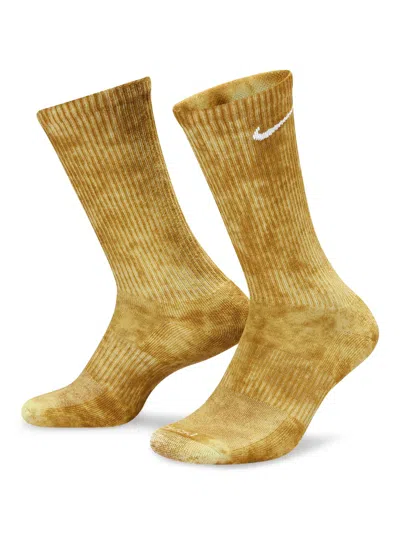 Pre-owned Nike Everyday Plus Cushioned Crew Socks In Desert Moss/olive Aura/white
