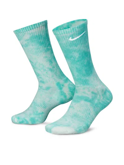 Pre-owned Nike Everyday Plus Cushioned Crew Socks In Washed Teal/barely Green/white