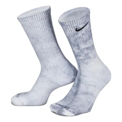 Nike Everyday Plus Cushioned Tie-dye Crew Socks 2 Pairs 'multi' In Gray