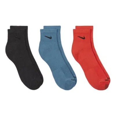 Nike Everyday Plus Cushioned Training Ankle Socks (3 Pairs) 'black Blue Red' In Multi