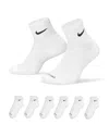 Nike Everyday Plus Cushioned Training Ankle Socks, Pack Of 6 In White/black