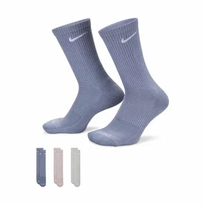 Nike Everyday Plus Cushioned Training Crew Socks (3 Pairs) In Blue