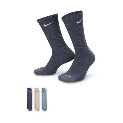Nike Everyday Plus Cushioned Training Crew Socks (3 Pairs) In Gray