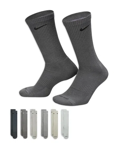 Nike Everyday Plus Cushioned Training Crew Socks, Pack Of 6 In Gray
