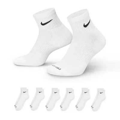 Nike Everyday Plus Cushioned Unisex Adult Breathable Multi-pack 6 Pair Quarter Ankle Socks In White