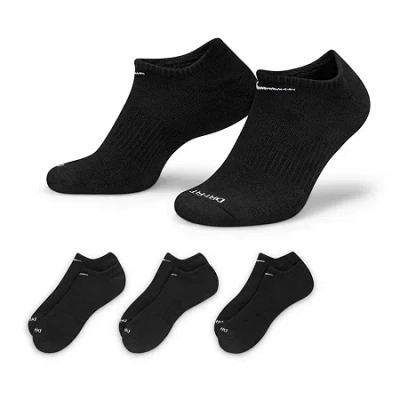 Nike Everyday Plus Cushioned Unisex Adult Multi-pack 3 Pair No Show Socks In Black
