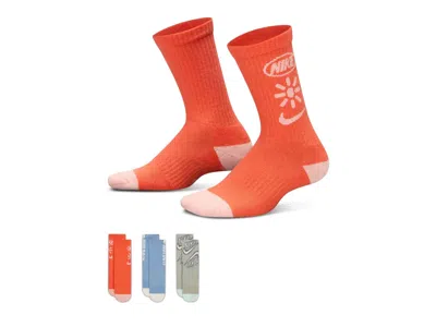 Nike Everyday Plus Kids' Crew Socks 3 Pack In Multicolor