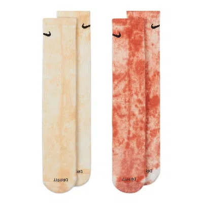 Nike Everyday Plus Tie Dye Sports Socks Unisex 2 Pairs Yellow / Orange In Multi