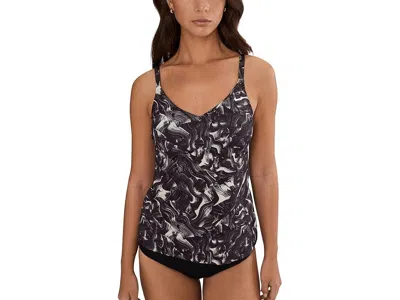 Nike Expressive Brushstrokes V-neck Tankini In Black
