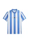 Nike Fairway Striped Logo-patch Polo Shirt In Blue