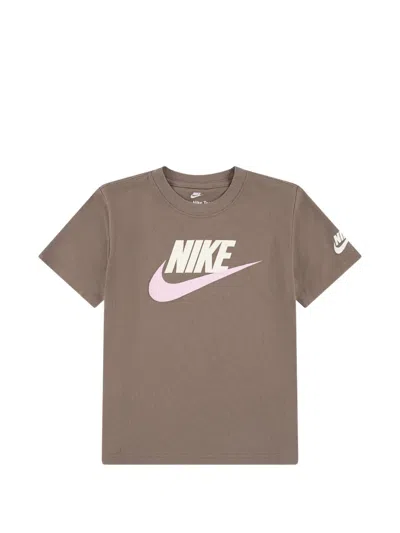 Nike Family Logo-print Short-sleeved T-shirt In Brown