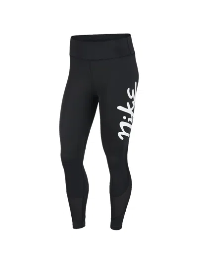 Nike Fast 7/8 Running Logo-print Leggings In Black