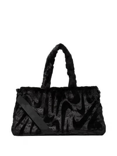 Nike Faux-fur Tote Bag In Black