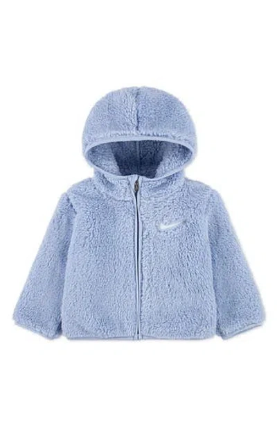 Nike Kids'  Faux Shearling Full Zip Hoodie In Blue