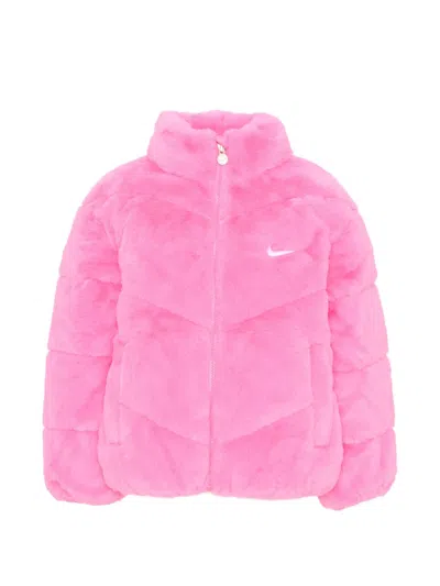 Nike Kids' Faux-fur Padded Jacket In Pink
