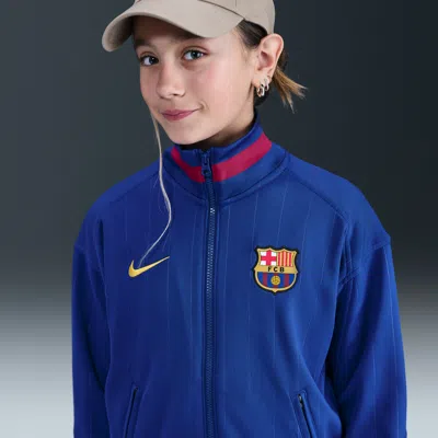 Nike Fc Barcelona Academy Pro Home Big Kids'  Dri-fit Soccer Anthem Jacket In Blue