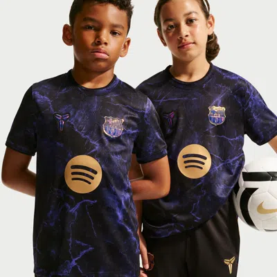 Nike Fc Barcelona Away Big Kids' Kobe Dri-fit Soccer Pre-match Top In Blue