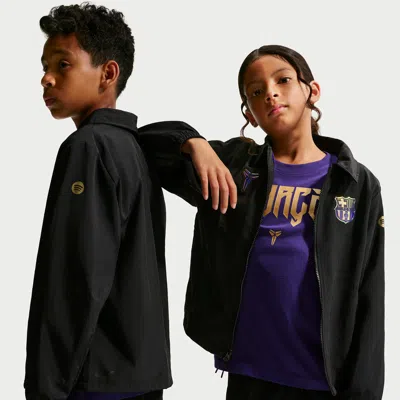 Nike Fc Barcelona Away Big Kids' Kobe Soccer Woven Jacket In Black