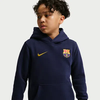 Nike Fc Barcelona Club Big Kids' (boys')  Soccer Pullover Hoodie In Blue