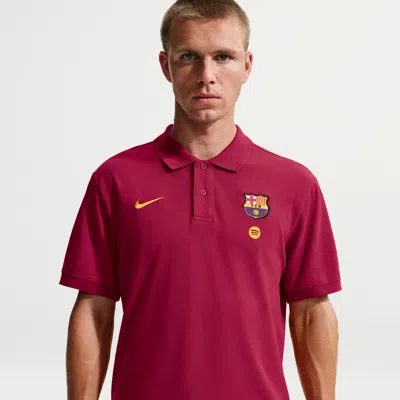 Nike Fc Barcelona Club  Men's Soccer Polo In Red
