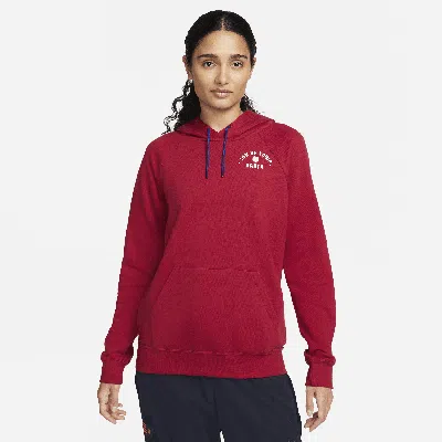 Nike Fc Barcelona Essential  Women's Fleece Pullover Hoodie In Red