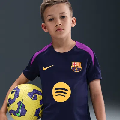 Nike Fc Barcelona Strike Big Kids'  Dri-fit Soccer Short-sleeve Top In Purple