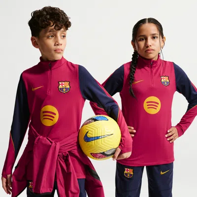 Nike Fc Barcelona Strike Big Kids'  Dri-fit Soccer Knit Drill Top In Burgundy