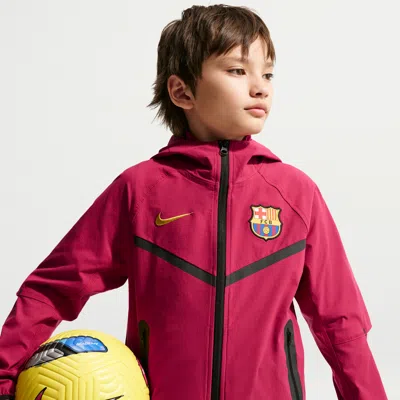 Nike Fc Barcelona Tech Big Kids' (boys')  Soccer Full-zip Jacket In Red