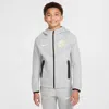 Nike Fc Barcelona Tech Fleece Big Kids' (boys')  Soccer Full-zip Hoodie In Grey