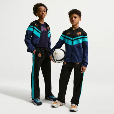 Nike Fc Barcelona Third Big Kids'  Dri-fit Soccer Hooded Tracksuit In Blue