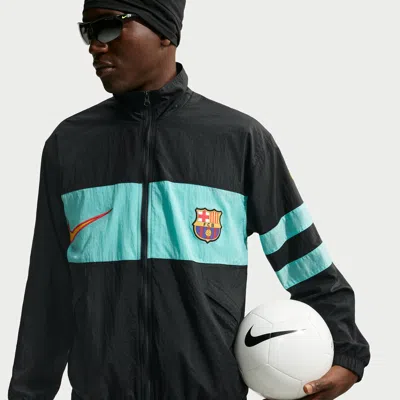 Nike Fc Barcelona Third  Men's Repel I96 Track Jacket In Black