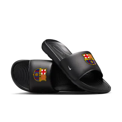 Nike Fc Barcelona Victori One  Men's Soccer Slides In Black