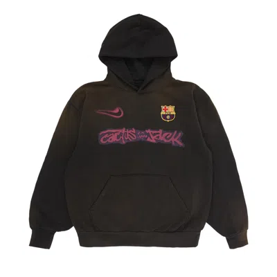 Pre-owned Nike Fc Barcelona X Cactus Jack Spray Logo Hoodie 'blue' | Men's Size Xxl