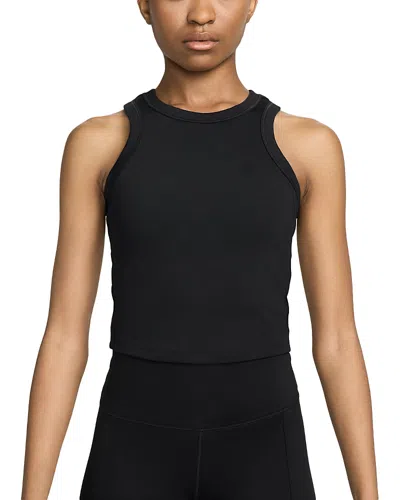Nike One Fitted Dri-fit Cropped Tank Top In Black