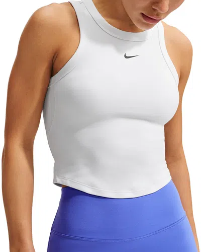 Nike Fitted Racerback Crop Tank In White