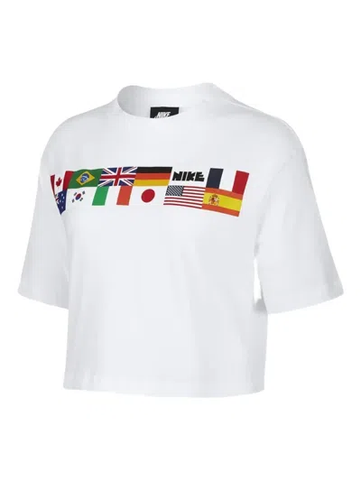 Nike Flag Cropped T-shirt In White
