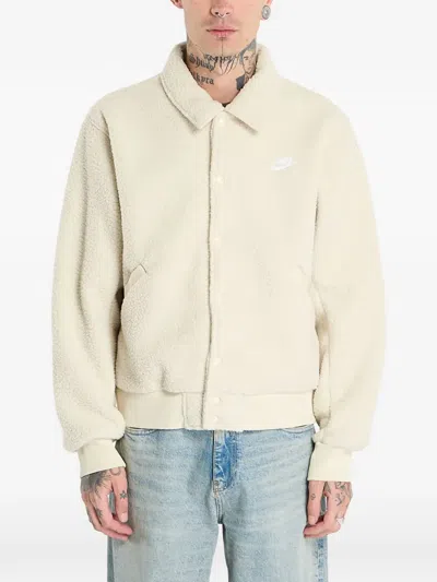 Nike Fleece Coach Jacket In Neutral