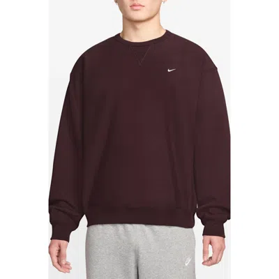 Nike Fleece Crewneck Sweatshirt In Burgundy