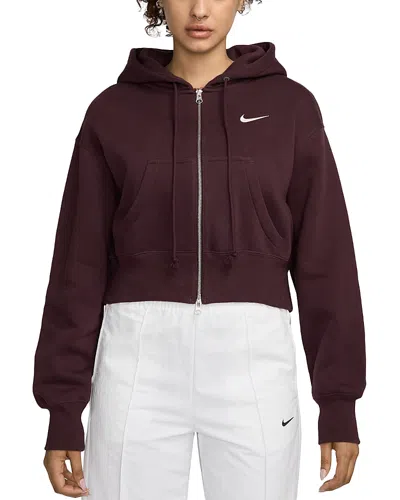 Nike Fleece Cropped Hoodie In Brown
