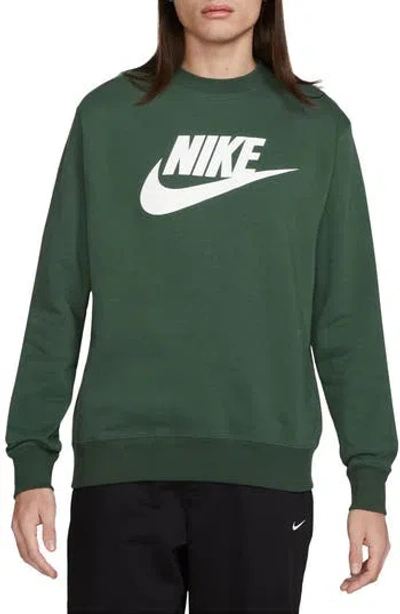 Nike Fleece Graphic Pullover Sweatshirt In Fir/white