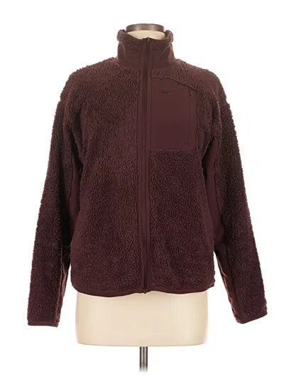 Pre-owned Nike Fleece Jacket In Burgundy