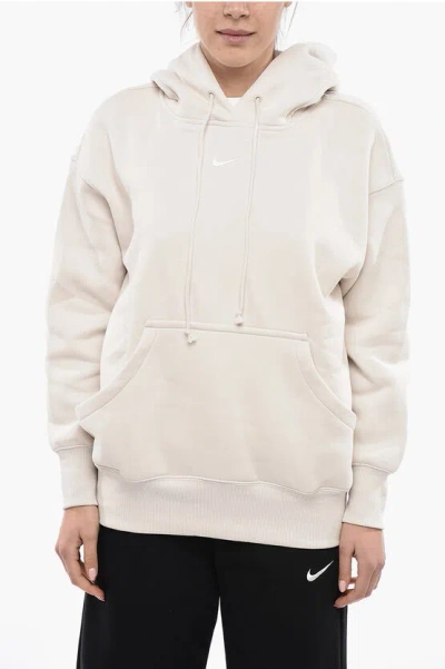 Nike Fleeced-cotton Blend Hoodie With Patch Pocket In Ecru