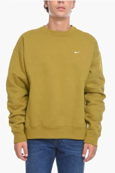 Nike Fleeced-cotton Crew-neck Sweatshirt In Green