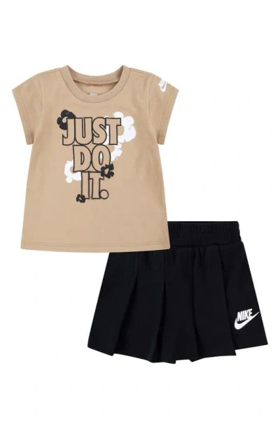 Nike Babies' Floral Graphic T-shirt & Skort Set In Black