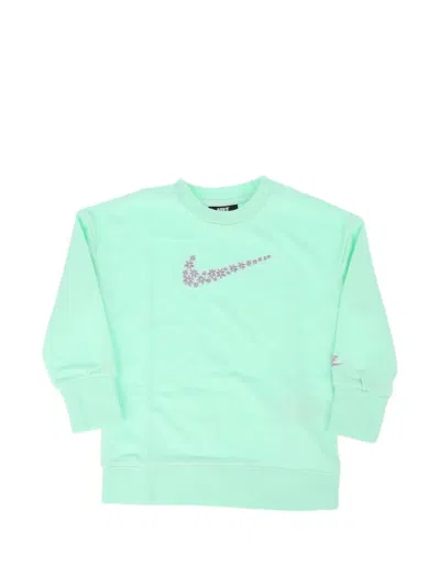 Nike Kids' Floral-embroidered Sweater In Green