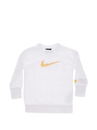 Nike Kids' Floral-embroidered Sweater In White